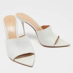 Pre Owned Gianvito Rossi White Leather Elle Slide Sandals Sandals Size 38