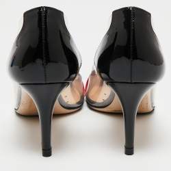 Pre Owned Gianvito Rossi Black/Red Patent Leather and PVC Plexi Pumps Size 38.5