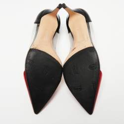 Pre Owned Gianvito Rossi Black/Red Patent Leather and PVC Plexi Pumps Size 38.5