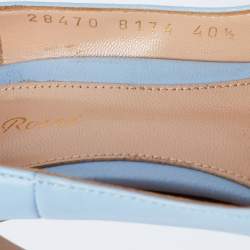 Pre Owned Gianvito Rossi Light Blue Leather Pointed Toe Pumps Size 40.5