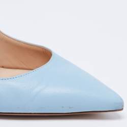 Pre Owned Gianvito Rossi Light Blue Leather Pointed Toe Pumps Size 40.5