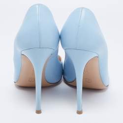 Pre Owned Gianvito Rossi Light Blue Leather Pointed Toe Pumps Size 40.5