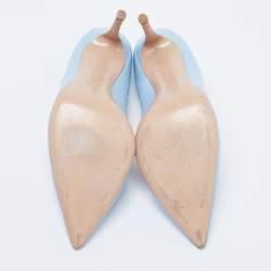 Pre Owned Gianvito Rossi Light Blue Leather Pointed Toe Pumps Size 40.5