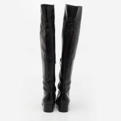 Pre Owned Gianvito Rossi Black Leather Over The Knee Boots Size 37.5