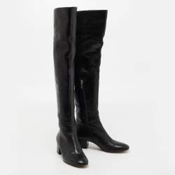 Pre Owned Gianvito Rossi Black Leather Over The Knee Boots Size 37.5