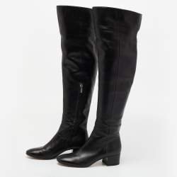 Pre Owned Gianvito Rossi Black Leather Over The Knee Boots Size 37.5