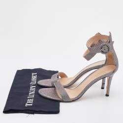 Pre Owned Gianvito Rossi Multicolor Metallic Lurex Fabric Ankle Strap Sandals Size 39