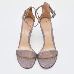 Pre Owned Gianvito Rossi Multicolor Metallic Lurex Fabric Ankle Strap Sandals Size 39