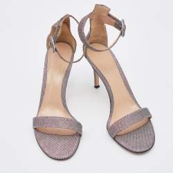 Pre Owned Gianvito Rossi Multicolor Metallic Lurex Fabric Ankle Strap Sandals Size 39