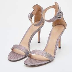 Pre Owned Gianvito Rossi Multicolor Metallic Lurex Fabric Ankle Strap Sandals Size 39