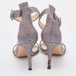 Pre Owned Gianvito Rossi Multicolor Metallic Lurex Fabric Ankle Strap Sandals Size 39