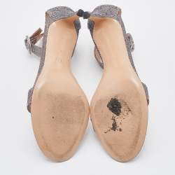 Pre Owned Gianvito Rossi Multicolor Metallic Lurex Fabric Ankle Strap Sandals Size 39