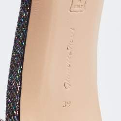 Pre Owned Gianvito Rossi Multicolor Metallic Lurex Fabric Ankle Strap Sandals Size 39