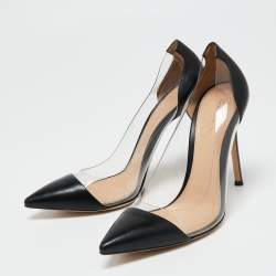 Pre Owned Gianvito Rossi Black Leather and PVC Plexi Pumps Size 39