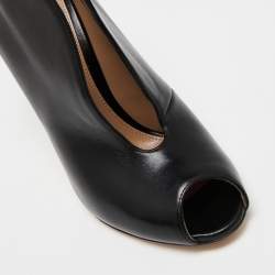 Pre Owned Gianvito Rossi Black Leather Vamp Booties Size 36