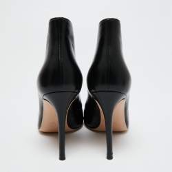 Pre Owned Gianvito Rossi Black Leather Vamp Booties Size 36