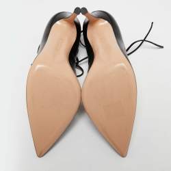 Pre Owned Gianvito Rossi Black Leather Femi Lace-Up Pumps Size 40