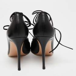 Pre Owned Gianvito Rossi Black Leather Femi Lace-Up Pumps Size 40