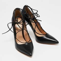Pre Owned Gianvito Rossi Black Leather Femi Lace-Up Pumps Size 40