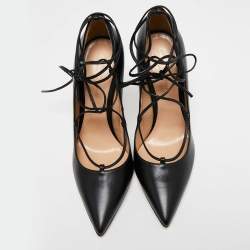 Pre Owned Gianvito Rossi Black Leather Femi Lace-Up Pumps Size 40