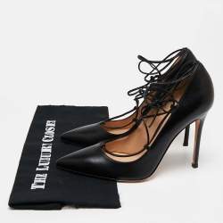 Pre Owned Gianvito Rossi Black Leather Femi Lace-Up Pumps Size 40