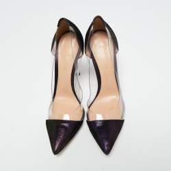 Pre Owned Gianvito Rossi Two-Tone Laminated Suede and PVC Plexi Pumps Size 40