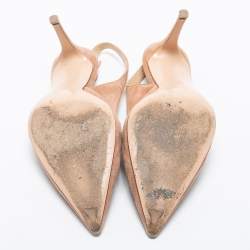 Pre Owned Gianvito Rossi Nude Pink Suede Anna Slingback Pumps Size 39.5