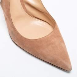 Pre Owned Gianvito Rossi Nude Pink Suede Anna Slingback Pumps Size 39.5