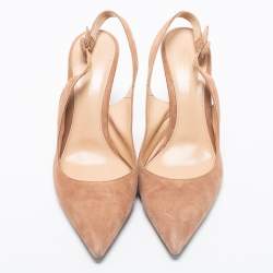 Pre Owned Gianvito Rossi Nude Pink Suede Anna Slingback Pumps Size 39.5