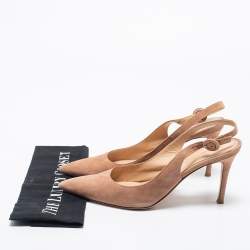 Pre Owned Gianvito Rossi Nude Pink Suede Anna Slingback Pumps Size 39.5