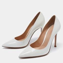 Pre Owned Gianvito Rossi Off White Patent Leather Gianvito 115 Pointed Toe Pumps Size 36
