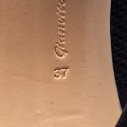 Pre Owned Gianvito Rossi Black Knit Fabric Open Toe Booties Size 37