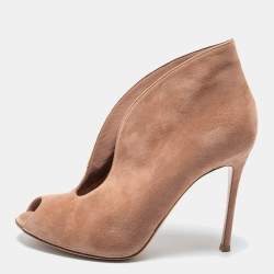 Pre Owned Gianvito Rossi Pink Suede Vamp Booties Size 40