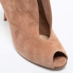 Pre Owned Gianvito Rossi Pink Suede Vamp Booties Size 40