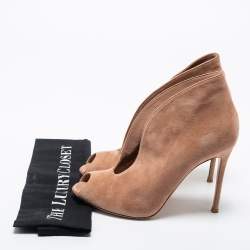 Pre Owned Gianvito Rossi Pink Suede Vamp Booties Size 40