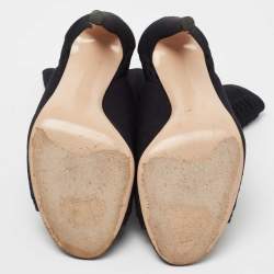 Pre Owned Gianvito Rossi Black Knit Fabric Vires Open-Toe Ankle Booties Size 40