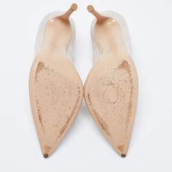 Pre Owned Gianvito Rossi Metallic Silver Suede Pointed Toe Pumps Size 40