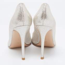 Pre Owned Gianvito Rossi Metallic Silver Suede Pointed Toe Pumps Size 40