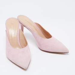 Gianvito Rossi Pink Suede Pointed Toe Mules Size 34