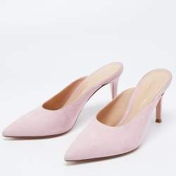 Gianvito Rossi Pink Suede Pointed Toe Mules Size 34