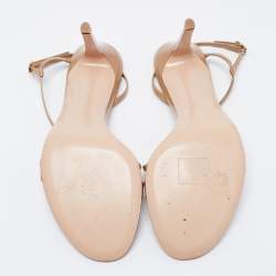 Pre Owned Gianvito Rossi Beige Patent Leather Slingback Sandals Size 38