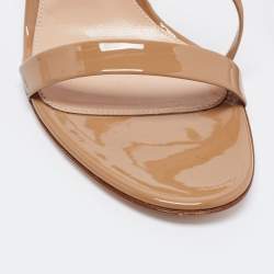 Pre Owned Gianvito Rossi Beige Patent Leather Slingback Sandals Size 38