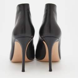 Pre Owned Gianvito Rossi Black Leather Peep Toe Booties Size 39.5