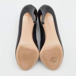 Pre Owned Gianvito Rossi Black Leather Peep Toe Booties Size 39.5