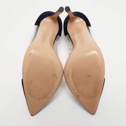Pre Owned Gianvito Rossi Blue/White Leather And PVC Plexi Pumps Size 39.5