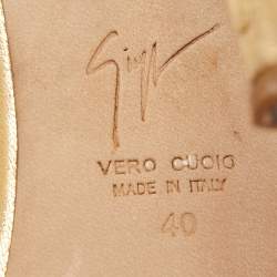 Pre Owned Gianvito Rossi Gold Leather Embellished Ankle Strap Sandals Size 40