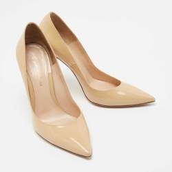 Pre Owned Gianvito Rossi Beige Patent Leather Pointed Toe Pumps Size 38