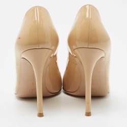 Pre Owned Gianvito Rossi Beige Patent Leather Pointed Toe Pumps Size 38