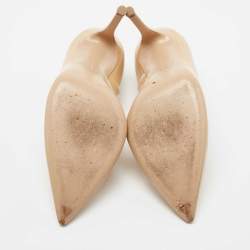 Pre Owned Gianvito Rossi Beige Patent Leather Pointed Toe Pumps Size 38