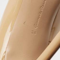 Pre Owned Gianvito Rossi Beige Patent Leather Pointed Toe Pumps Size 38